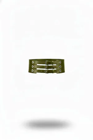 Khaki Women's Belt Thick Corset Studded Belt - APFT827