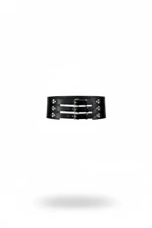 Black Women's Belt Three-Buckle Wide Thick Waist Accessory - APFT827