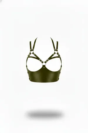 Khaki Women's Belt Faux Leather with Wide Stud Detail - APFT872