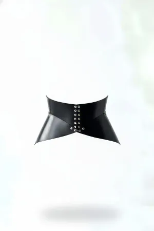 Black Women's Belt Corset Type with Wide Metal Hole - APFT873