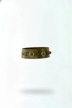Wide Faux Leather Waist Harness with Double Buckles