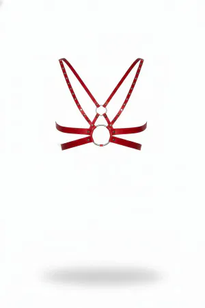 Red Women's Belt Leather Stud Detailed Body Accessory - APFT884