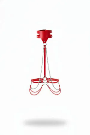Red Women's Belt Body Accessory with Metal Ring Detail - APFT8