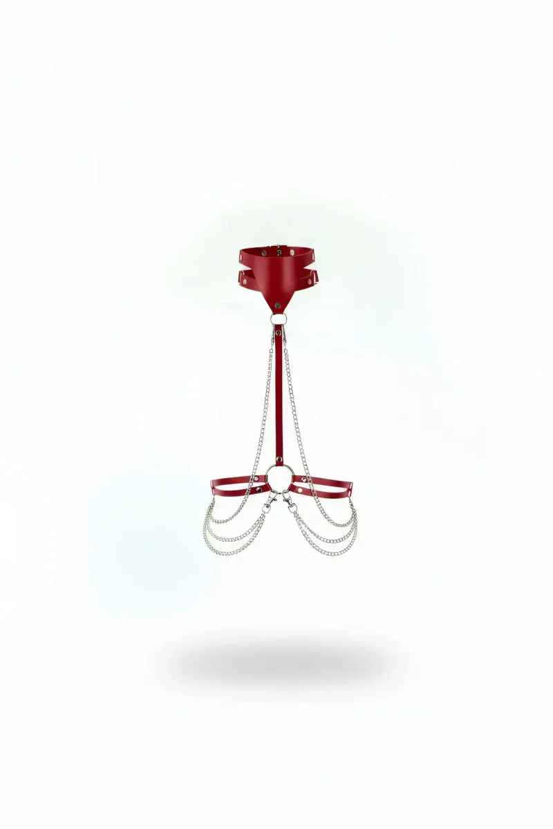 Red Women's Belt Body Accessory with Metal Ring Detail - APFT8