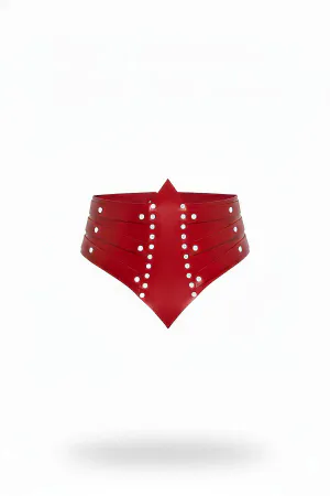 Red Women's Belt Wide Waist Accessory with Stud Detail - APFT905