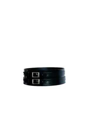 Black Women's Belt Wide Corset Type with Metal Buckle - APFT907