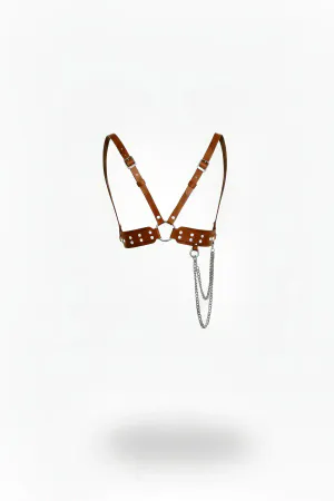 Tan Women's Belt Ring Detailed Faux Leather Body Belt - APFT908
