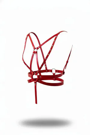Red Women's Belt Studded Cross Body Accessory - APFT909