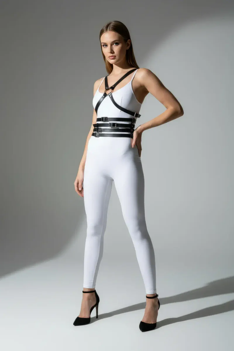 Black Women's Belt Multi-Strip Waist Corset - APFT911