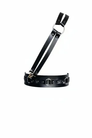 Black Women's Belt O-Ring Detailed Faux Leather Body Belt - APFT915