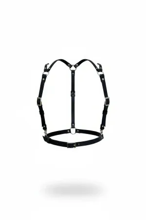 Black Women's Belt Leather Body Accessory with Adjustable Buckle - APFT916