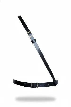 Black Women's Belt Adjustable Body Accessory with Shoulder Detail - APFT917