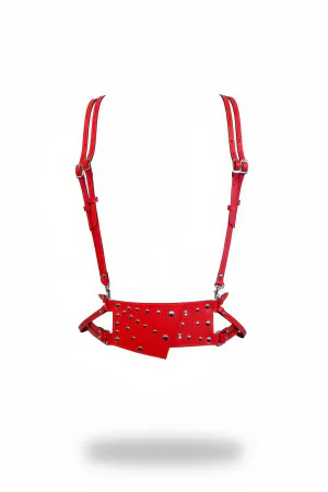 Red Women's Belt Studded Wide Leather Waist Accessory - APFT918