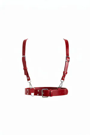 Red Women's Belt Harness Detailed Leather Body Accessory - APFT934