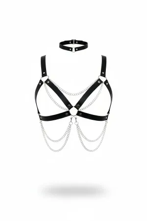 Black Women's Belt Chain Detailed Body Accessory - APFT952