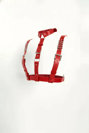 Red Women's Belt Leather Multiple Buckle Body Accessory - APFT969