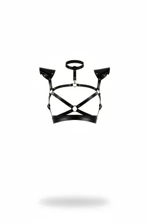 Black Women's Belt Leather Body Ring Detailed Shoulder Accessory - APFT996