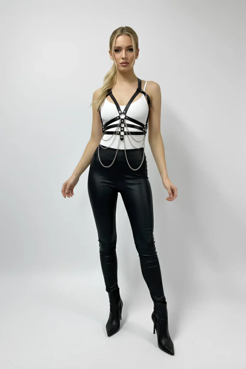 Black Women's Belt Chain Body Link Accessory - APFT9