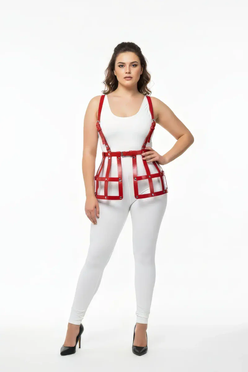 Kırmızı Suni Deri Harness