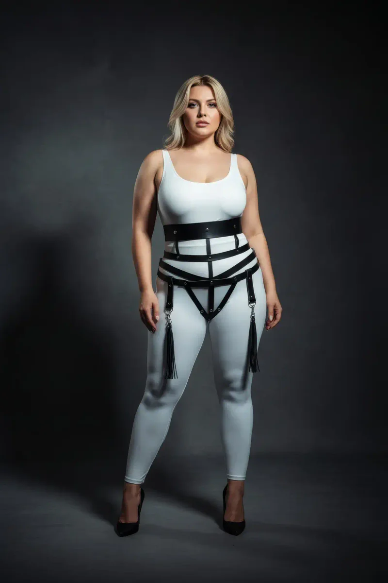 Plus size body harness fashion accessory black full