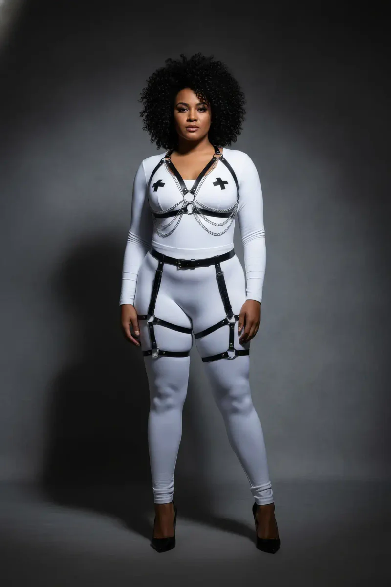 Black Body Harness Lingerie Full View
