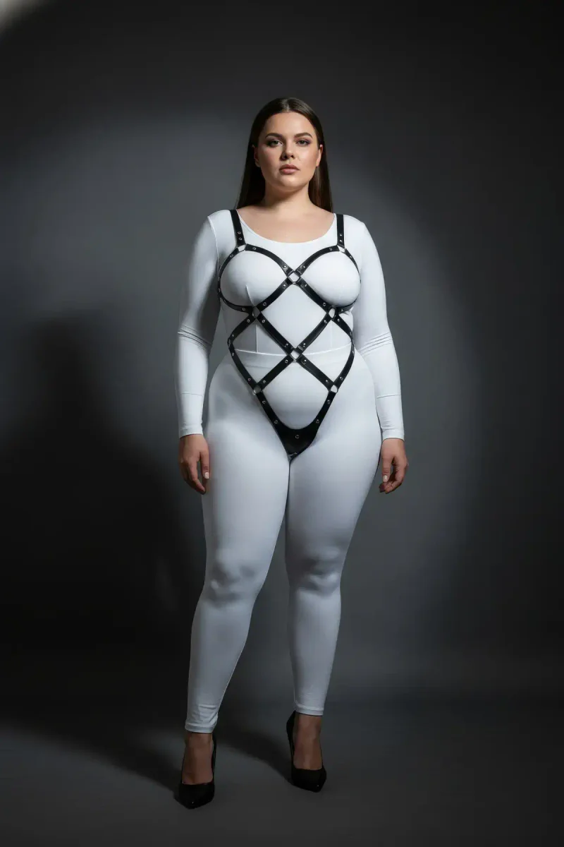 Black Body Harness Plus Size Adjustable Fashion Accessory