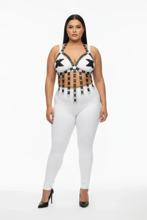 Plus Size Women's Chest Harness Elastic, Stylish and with Ring Detail - APFT567