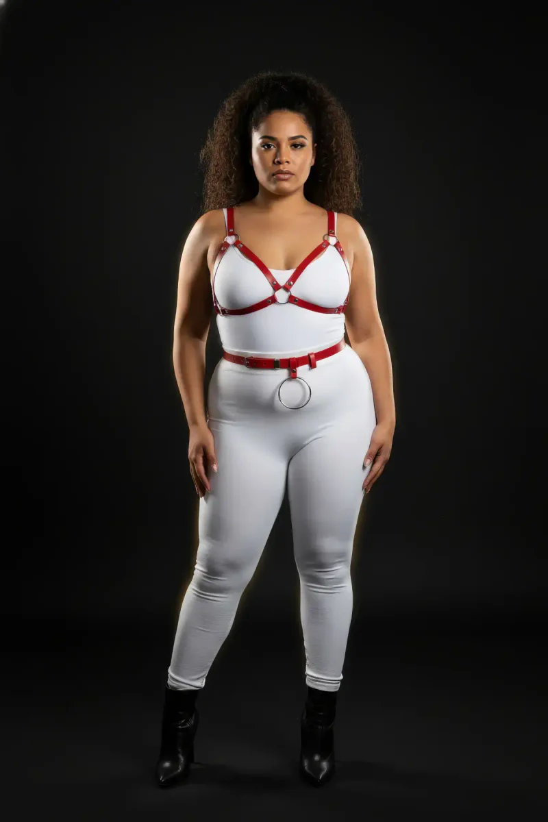 Vegan Leather Waist Belt Red with Large