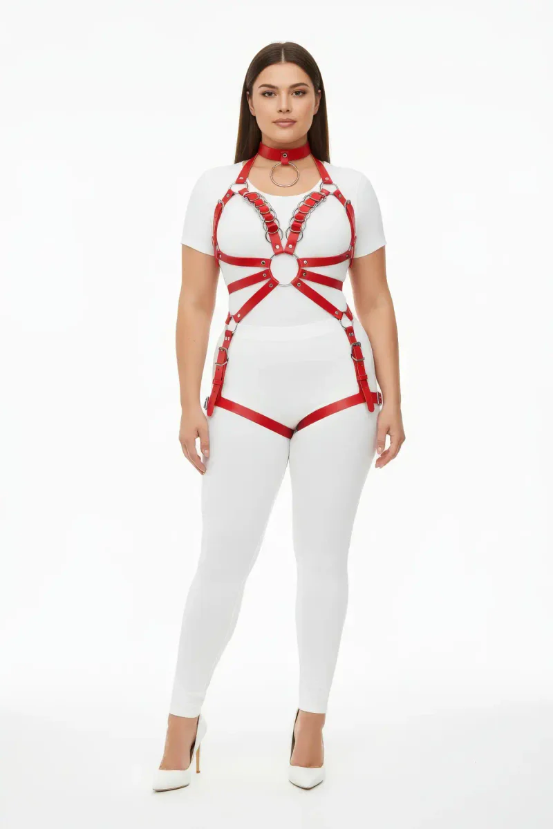 Red Body Harness for Women - Adjustable Plus Size Fit