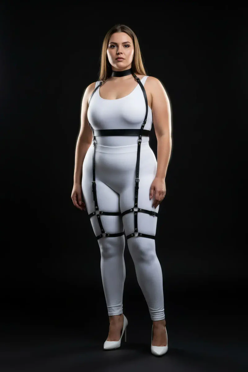 Black Halter Neck Harness Front