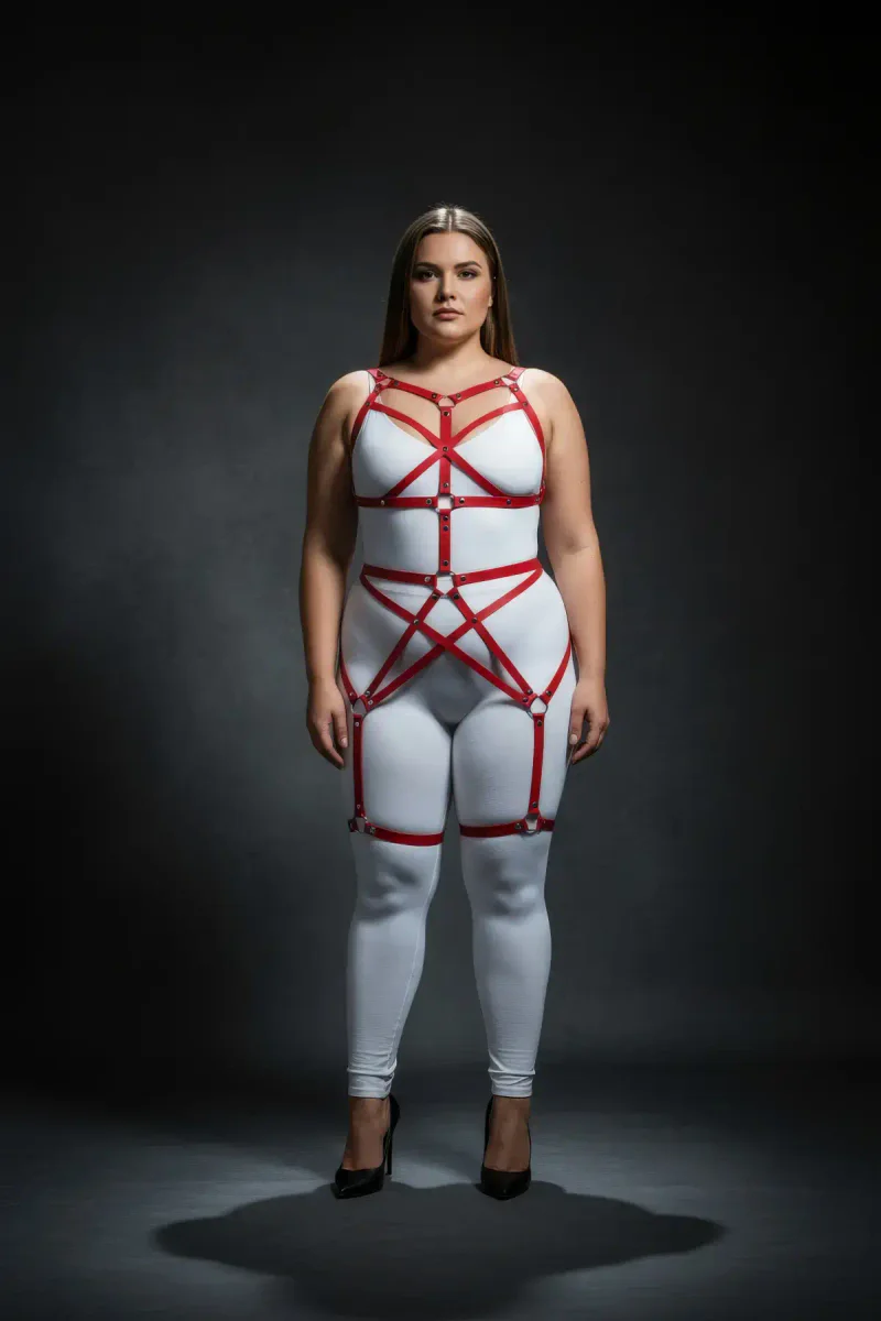 Plus Size Full Body Harness – Adjustable Red Strap Accessory