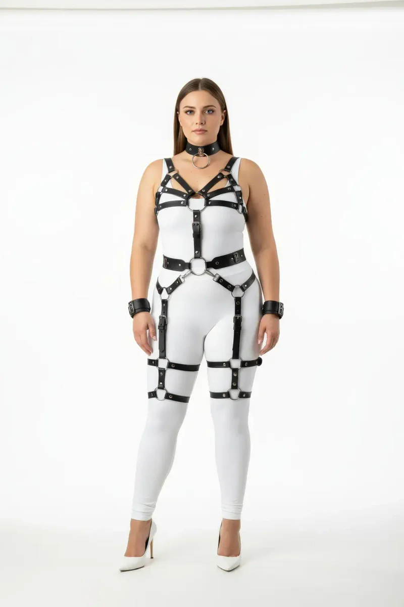 Plus Size Full Body Leather Harness Set Adjustable