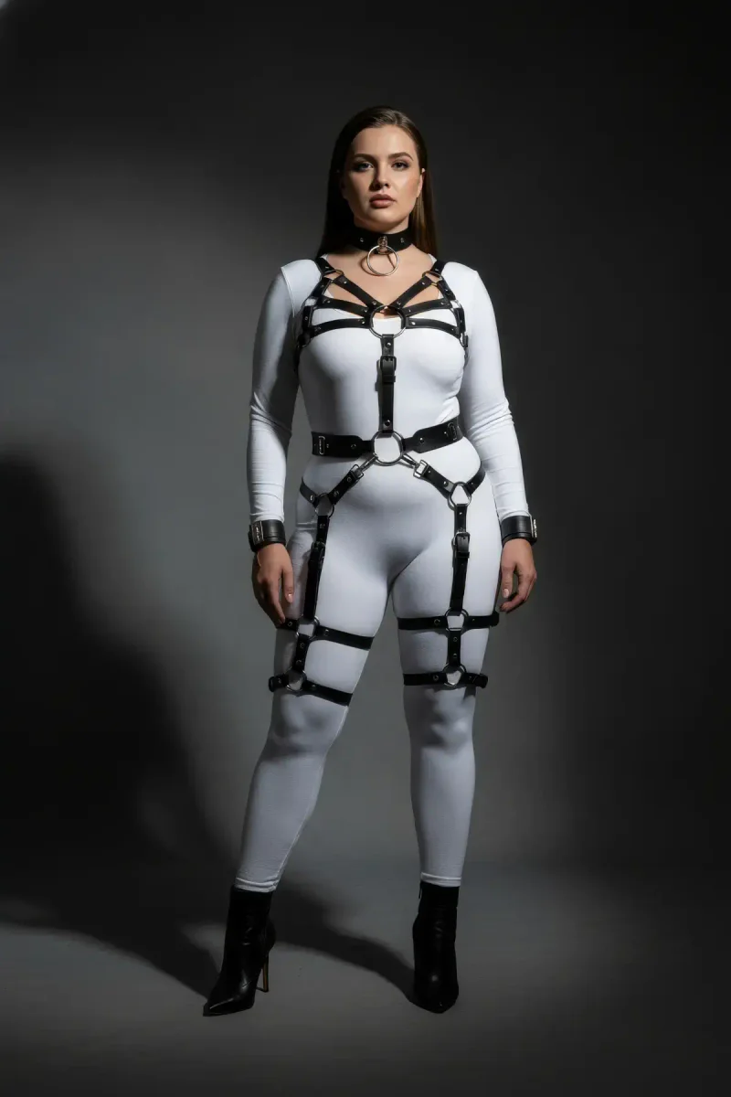 Plus Size Full Body Leather Harness Set Adjustable