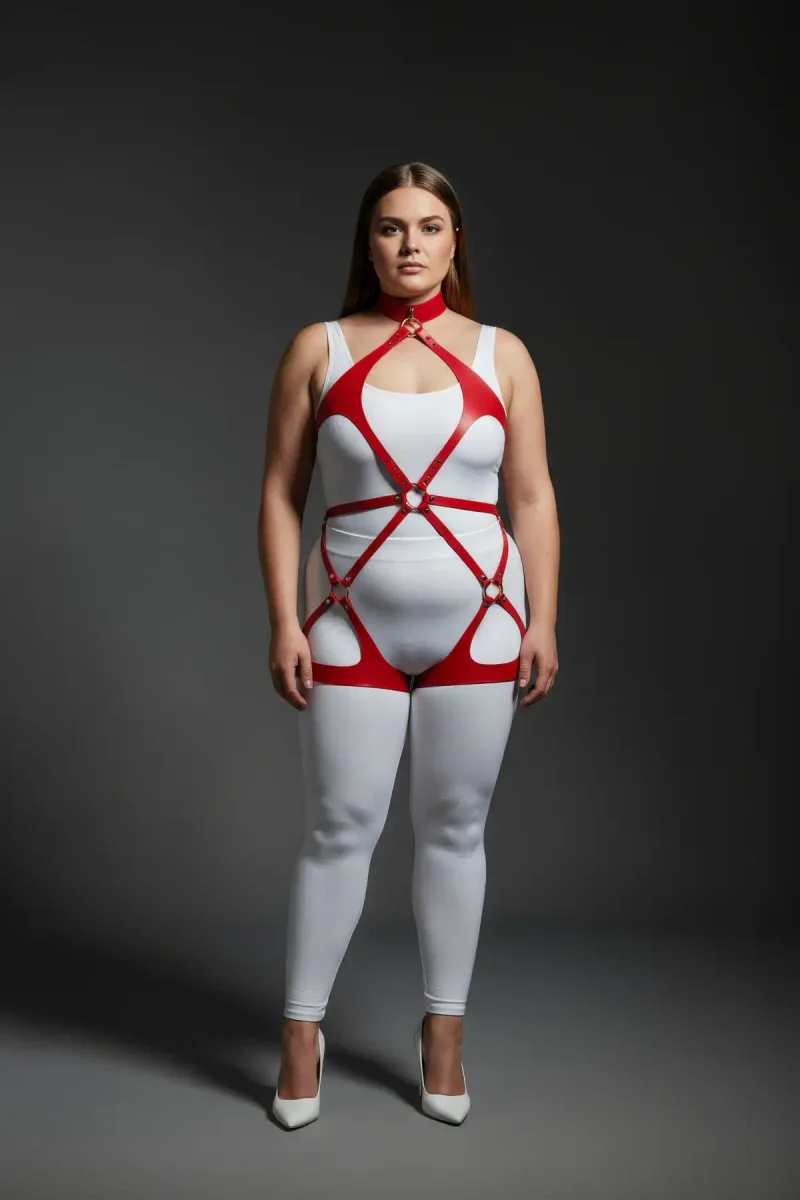 Red Faux Leather Harness
