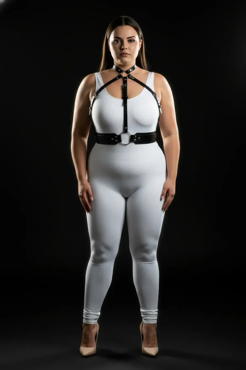 Silver O-Ring Closure Chain Detail Strappy Harness Chest Piece