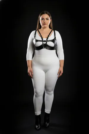 Plus Size Black Women's Harness Suit Adjustable Leather Body Accessory - APFT1377