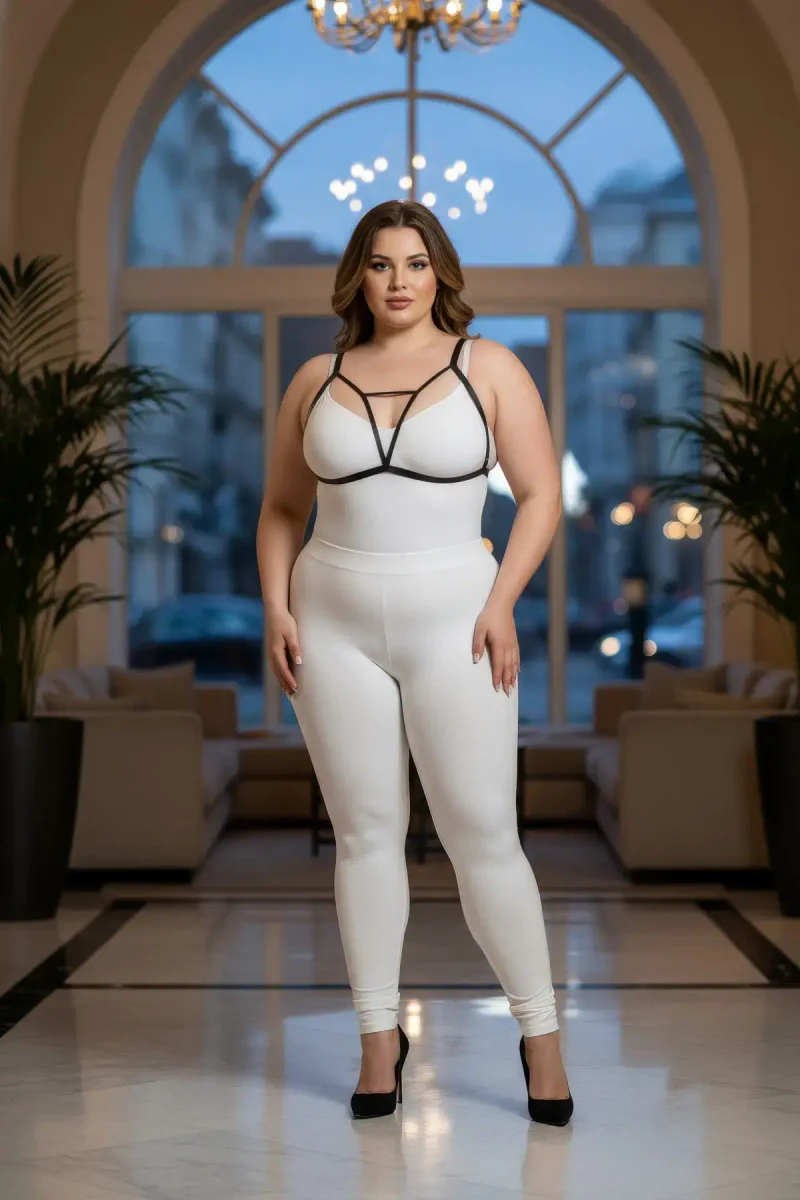 Plus Size Black Women's Rubber Harness Adjustable Fancy Accessory - APFT104