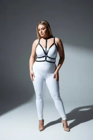 Plus Size Black Women's Harness Set with Rubber Ring Detail Fancy Accessory - APFT137