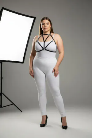 Plus Size Black Women's Leather Chest Harness Fantasy Accessory - APFT244