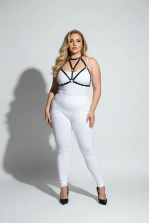 Plus Size Black Women's Leather Chest Harness Fantasy Accessory - APFT244