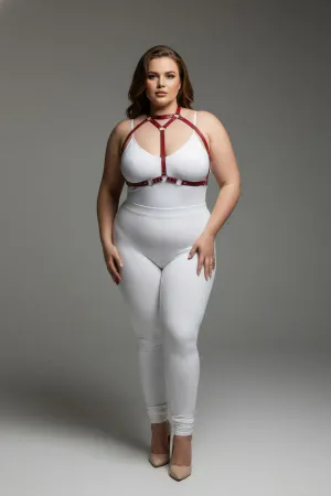 Plus Size Red Women's Leather Harness Set Stylish Fancy Body Accessory - APFT245