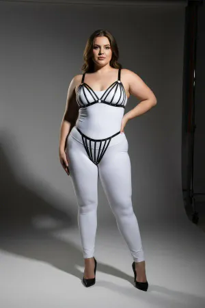 Plus Size Black Women's Harness Suit Elastic Fancy Accessory - APFT555