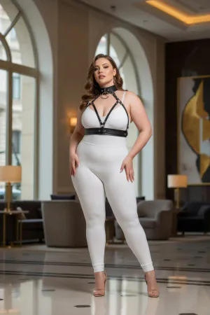Plus Size Black Women's Harness Suit O