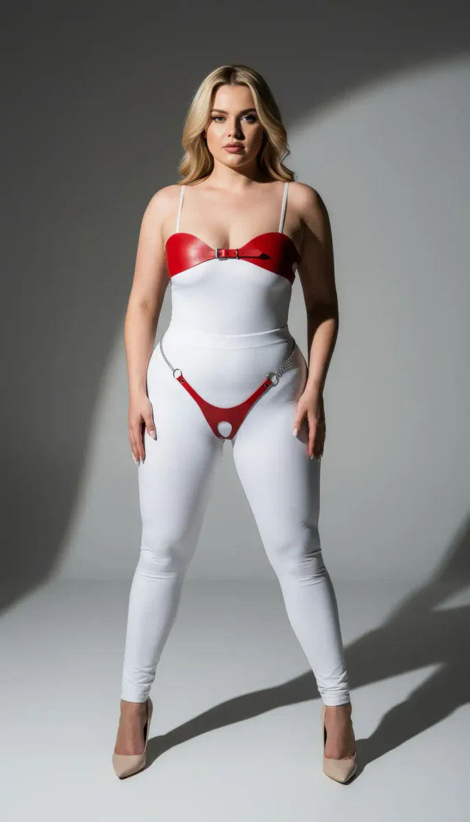 Plus Size Red Faux Leather Body Harness