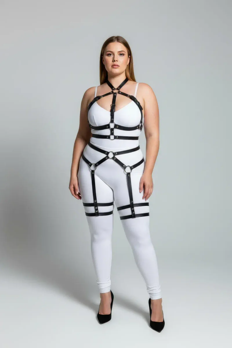 Plus Size Body Harness Outfit Close-Up Adjustable Buckles