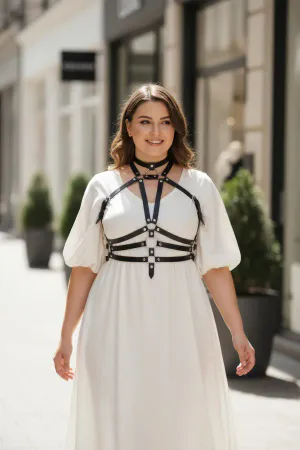 Plus Size Black Women's Belt Leather Harness Body Accessory - APFT27