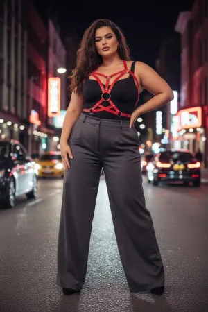 Plus Size Red Women's Belt Harness Body Accessory, Complementing the Statement Outfit - APFT107