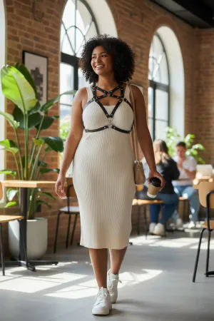 Plus Size Black Women's Belt Harness Style Dress Top Body Accessory - APFT108