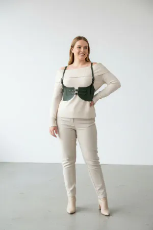 Plus Size Khaki Women's Belt Shoulder Strap Corset Harness - APFT605