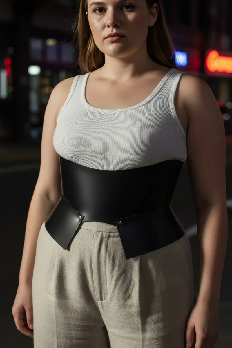 Wide Faux Leather Waist Cincher